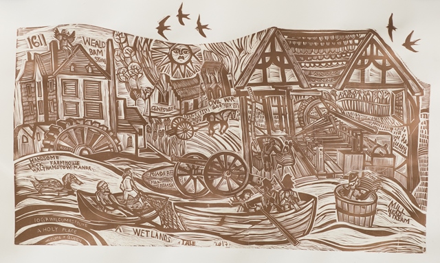 Wetlands Tale Paper Linocut (1) - Anna Alcock